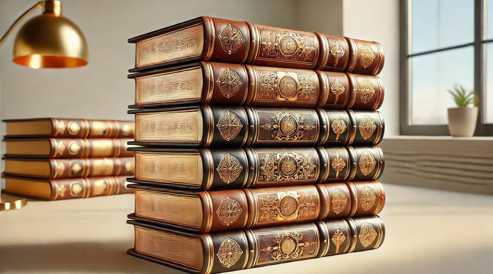 Hardcover books stacked